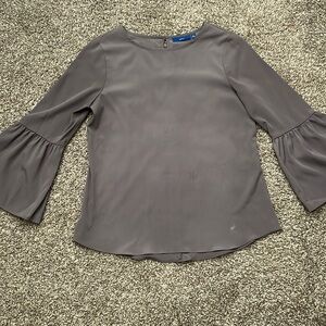 Apt. 9 Women’s Gray Long Bell Sleeve Crew Neck Blouse Top